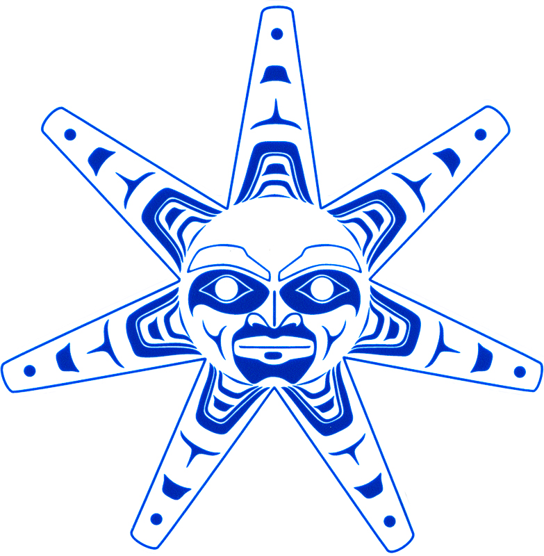 Sun design sticker, blue line work