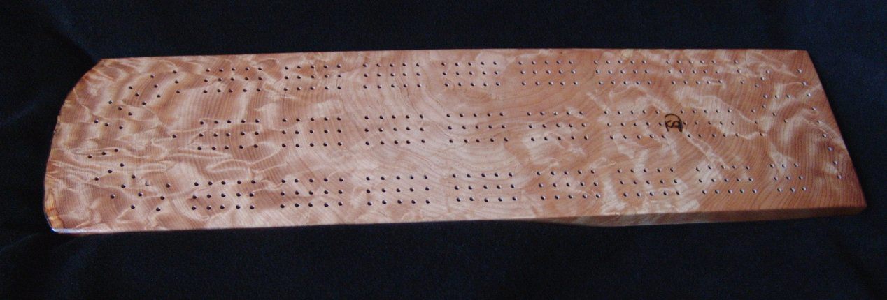 Cribbage board in figured maple
