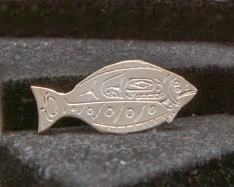 Silver Haida Halibut Pendant